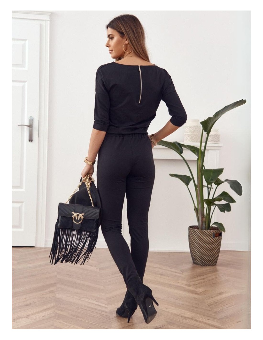 Women\'s jumpsuit fastened with a zipper at the back, black 2401 - Online store - Boutique